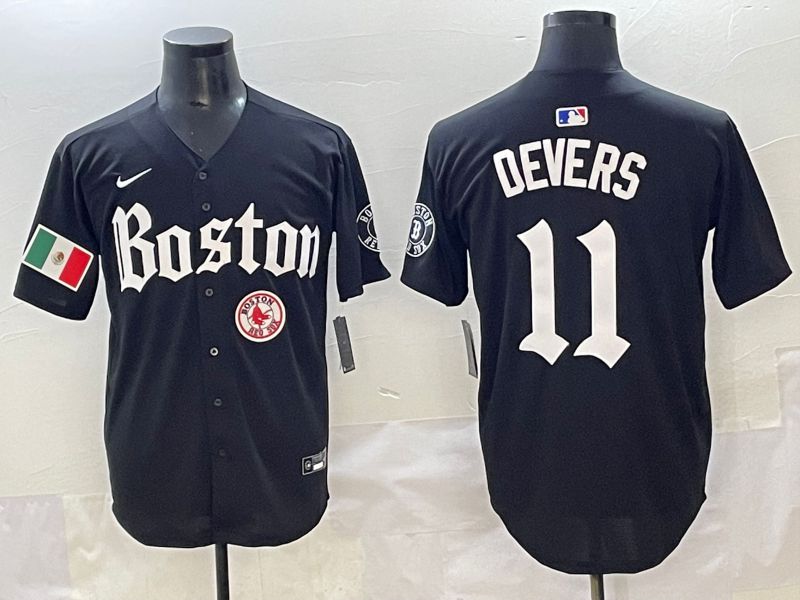 Men 2025 Boston Red Sox #11 Devers Black Five generations Joint Name Nike MLB Jersey style 28->boston red sox->MLB Jersey